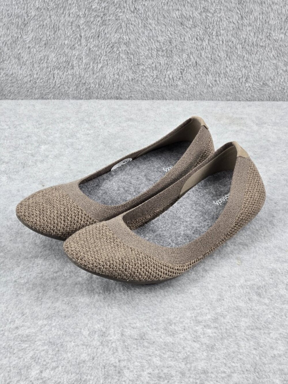 Allbirds Tree Breezers Flats Womens 9.5 Beige Knit Ballet Slip On Shoes Comfort